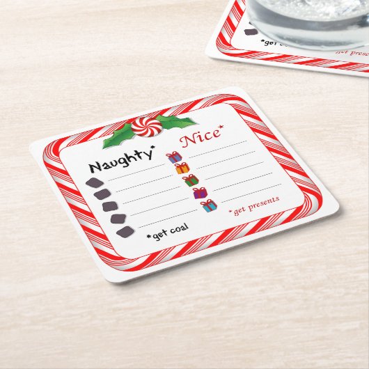 Füllen Sie die Blanks Naughty oder Nizza aus Rechteckiger Pappuntersetzer (angewinkelt)