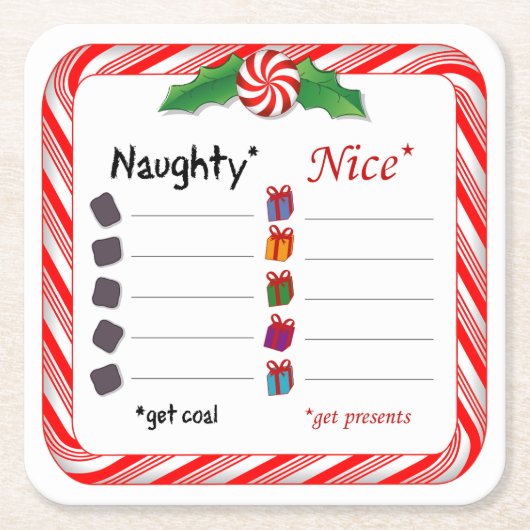 Füllen Sie die Blanks Naughty oder Nizza aus Rechteckiger Pappuntersetzer (Vorderseite)