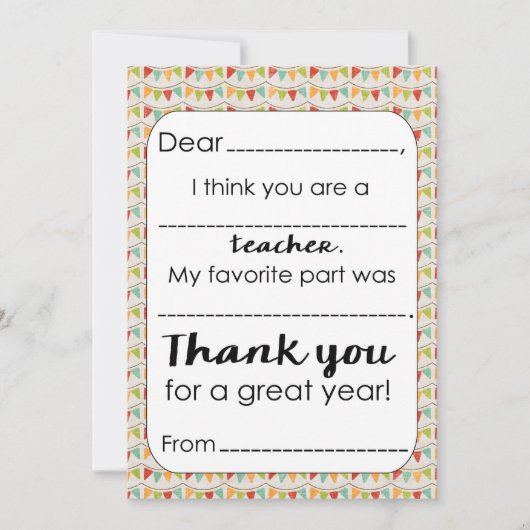 Füllen Sie die Dankeschön-Karte des leblosen Lehre Dankeskarte (Vorderseite)