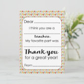 Füllen Sie die Dankeschön-Karte des leblosen Lehre Dankeskarte (Stehend Vorderseite)