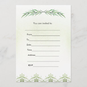Füllen Sie die einladende grüne Ast Aquarell Einladung