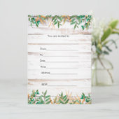 Füllen Sie die einladende grüne rustikale Wasserfa Einladung (Stehend Vorderseite)