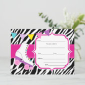 Füllen Sie die Einladungswalze Skaten zebra aus. Einladung (Stehend Vorderseite)