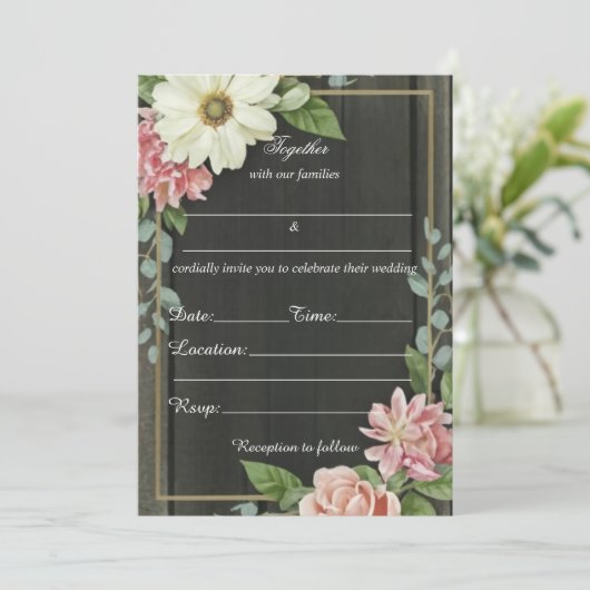 Füllen Sie die leere blühende rustikale Hochzeitse Einladung (Stehend Vorderseite)