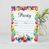 Füllen Sie die leere Einladung zum Geburtstag aus (Stehend Vorderseite)