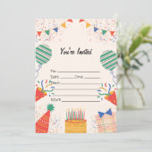 Füllen Sie die leere Einladung zum Geburtstag aus (Stehend Vorderseite)