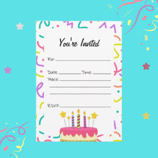 Füllen Sie die leere Einladung zum Geburtstag aus