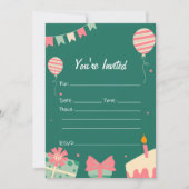 Füllen Sie die leere Einladung zum Geburtstag aus (Vorderseite)