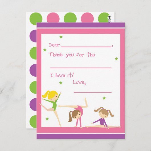 Füllen Sie die leere Gymnastik danken Ihnen Postkarte (Vorne/Hinten)