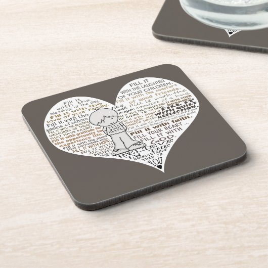 Füllen Sie Ihr Herz-Dunkel-braun Getränkeuntersetzer (Linke Seite)