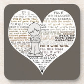 Füllen Sie Ihr Herz-Dunkel-braun Getränkeuntersetzer (Vorderseite)