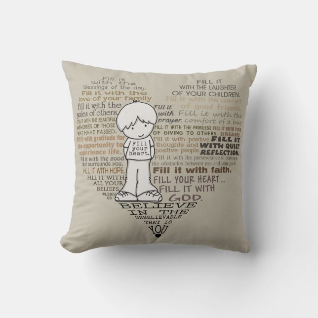 Füllen Sie Ihr Herz-Tan Kissen (Vorderseite)