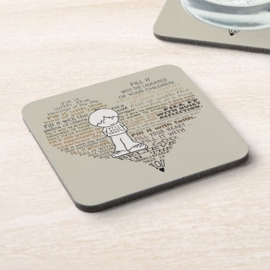 Füllen Sie Ihr Herz-Tan Untersetzer (Linke Seite)