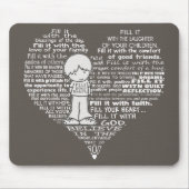 Füllen Sie Ihre Herz-Weißen Briefe/dunkles Brown Mousepad (Vorne)