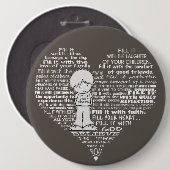 Füllen Sie Ihre herzweißen Buchstaben/dunkelbraun. Button (Vorne & Hinten)