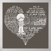 Füllen Sie Ihre herzweißen Buchstaben/dunkelbraun. Poster (Vorne)