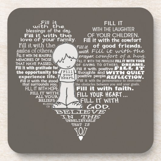 Füllen Sie Ihre herzweißen Buchstaben/dunkelbraun. Untersetzer (Vorderseite)