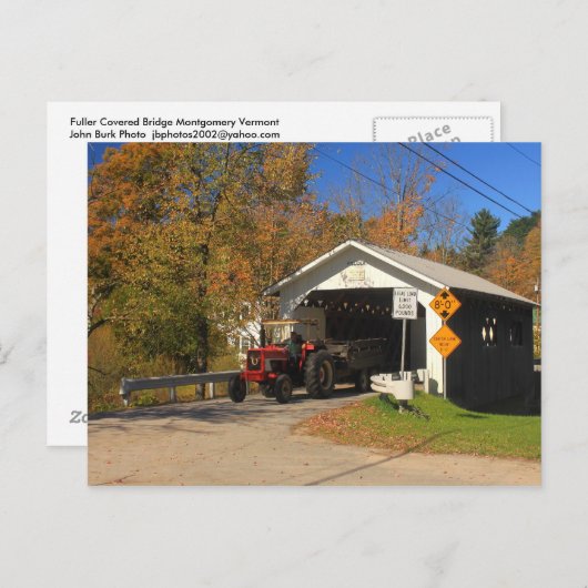 Fuller Black Falls Covered Bridge Montgomery VT Postkarte (Vorne/Hinten)