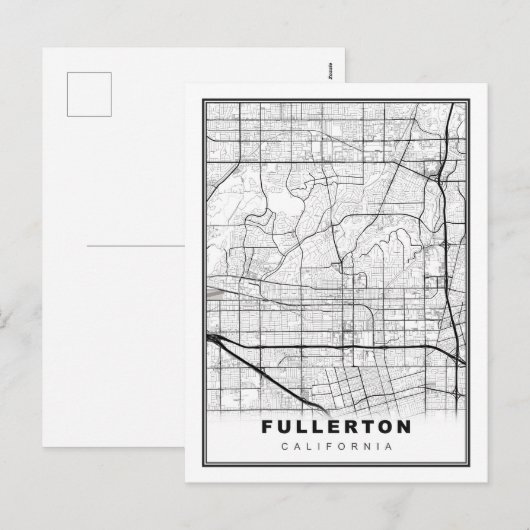 Fullerton Map Feiertagspostkarte (Vorne/Hinten)