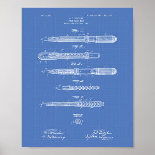 Füllfederhalter 1905 Patent Kunst Blaupause Poster