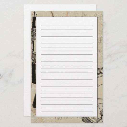 Füllhalter und Watchface mit Notizen Briefpapier (Vorne/Hinten)