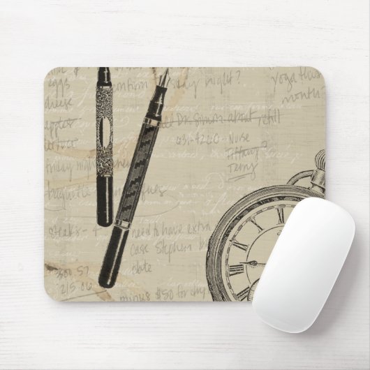Füllhalter und Watchface mit Notizen Mousepad (Mit Mouse)