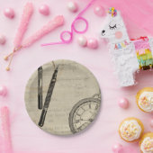 Füllhalter und Watchface mit Notizen Pappteller (Party)