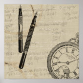 Füllhalter und Watchface mit Notizen Poster (Vorne)