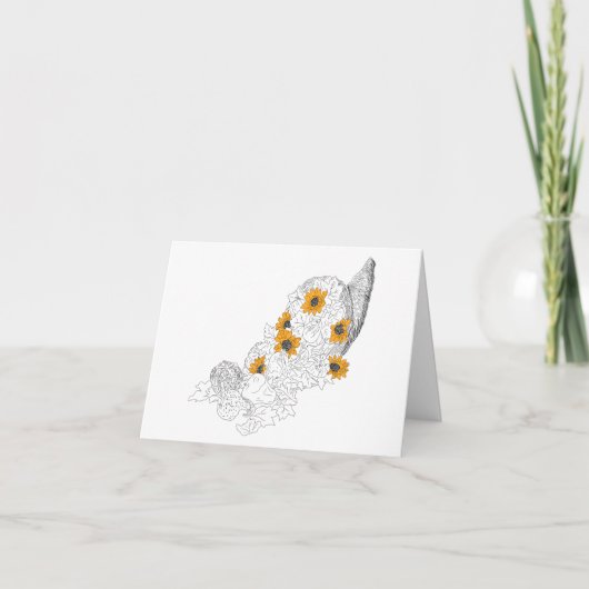 Füllhorn Sonnenblumen Kürbisse Karte (Vorderseite)