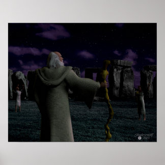 Fullmoon bei Stonehenge Poster