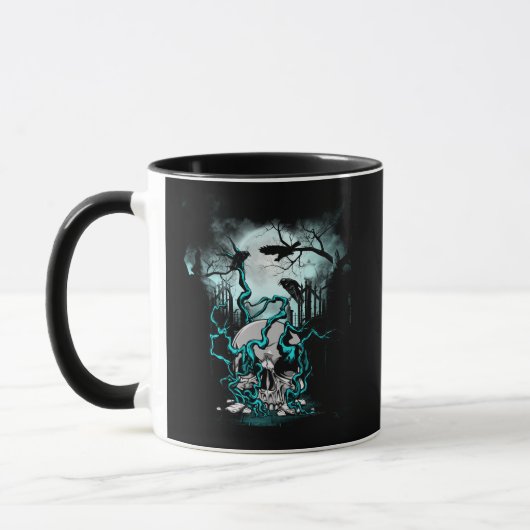 Fullmoon Raven Skull Graveyard Tasse (Links)