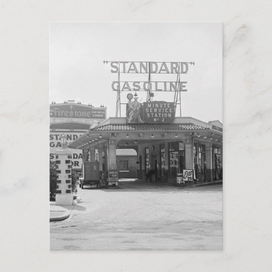 Füllstation der 20er Jahre Postkarte (Vorderseite)
