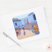 Füllung von Wassereimern Rajasthan Indien Quadratischer Aufkleber (Umschlag)