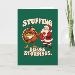 Füllung vor Weihnachtsstrümpfen Lustiger Thanksgiv Karte
