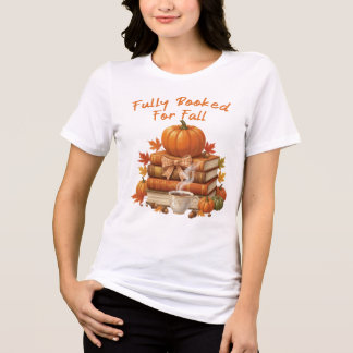 Fully Booked for Fall Books Coffee Reading Pumpkin Tri-Blend Shirt