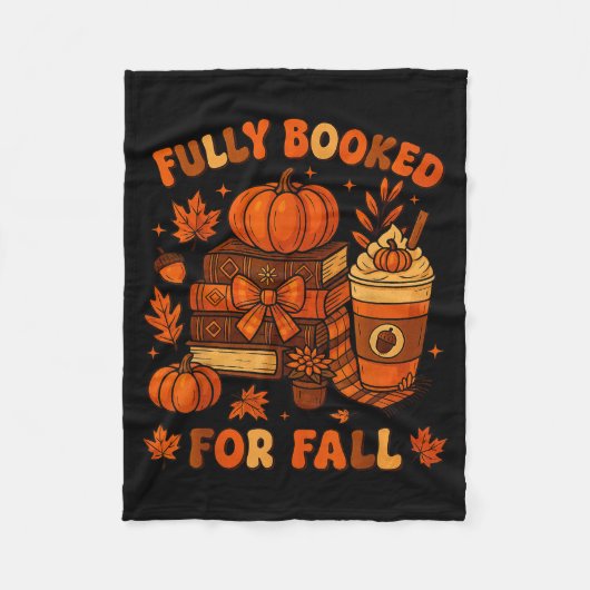 Fully Booked For Fall Pumpkin Books Coffee Thanksg Fleecedecke (Vorderseite)