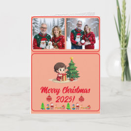 Fully Custom 2 Photo Traditional Folded Xmas Card Dankeskarte
