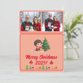 Fully Customisable 2 Photo Traditional Xmas Card (Stehend Vorderseite)