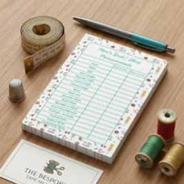 Fully Customizable Body Measurements Chart Notepad Post-it Klebezettel