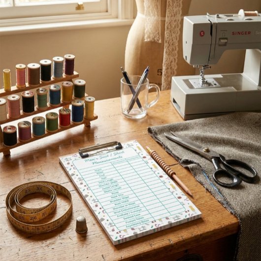 Fully Customizable Body Measurements Chart Notepad Post-it Klebezettel