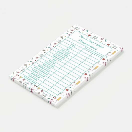 Fully Customizable Body Measurements Chart Notepad Post-it Klebezettel (angewinkelt)