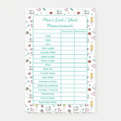 Fully Customizable Body Measurements Chart Notepad Post-it Klebezettel (Vorderseite)