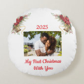 Fully customizable first Christmas ornament Rundes Kissen (Vorderseite)