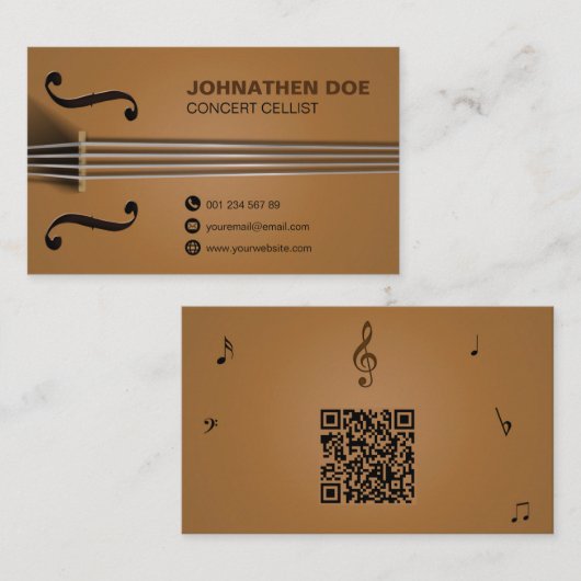 Fully Editable Cellist Visitenkarte (Vorne/Hinten)