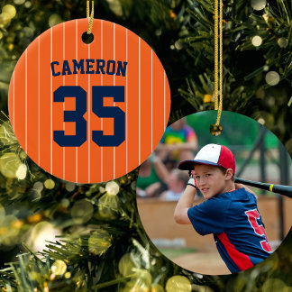 Fully Editable Colors Baseball Jersey Stripes Name Keramik Ornament