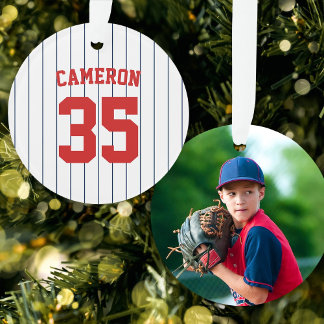 Fully Editable Colors Baseball Jersey Stripes Name Ornament