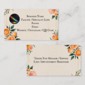 Fully editable Elegant Peach Floral Business Card Visitenkarte (Vorne/Hinten)