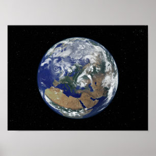 Fully lit Earth centered on Europe Poster