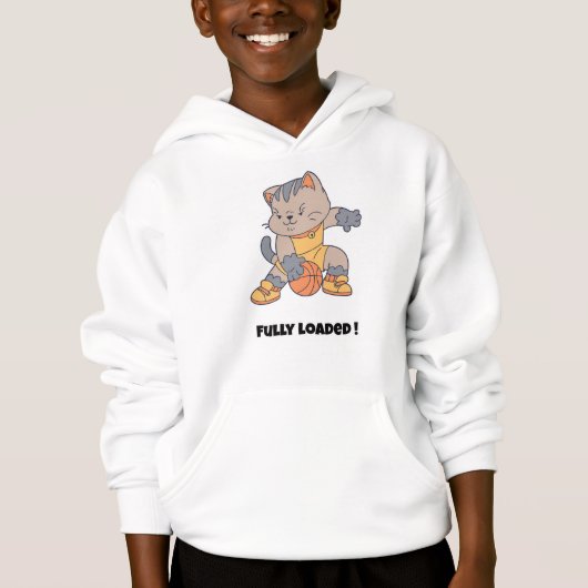 Fully loaded - a Funny Cat-Basketball Hoodie (Vorderseite)