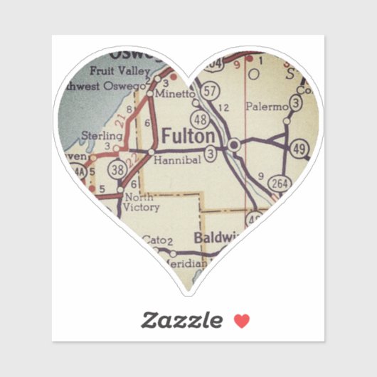 Fulton New York Vintag Map Aufkleber (Blatt)